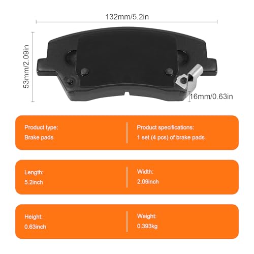Image of D1828 Front Ceramic Brake Pads Kit Fit For Hyundai Elantra GT 2016-2017, For Veloster 2016-2017, For Kia Forte 2017-2018, For Forte5 2017-2018