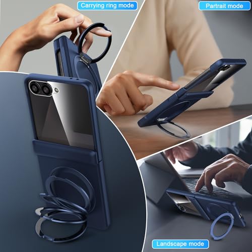 Magnetic Case for Samsung Galaxy Z Flip 7 Case, Compatible with Mag-Safe, Center Hinge Protection, 360° Rotating Finger Ring Holder with Built-in Screen Protector PC Material for Galaxy Z Flip 7 2025 by Eastcoo - Used condition - Image 6