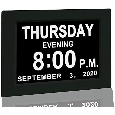 Digital Calendar Alarm Day Clock - with 8” Screen Display, am pm, 5 Alarm, for Extra Impaired… Cover