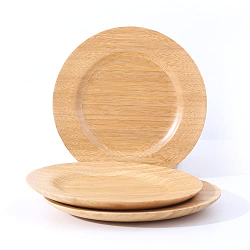Cluzelar Bamboo Plates Wooden Plates For Food Bamboo Plates Reusable Dinner Plates Tableware Set Of 3 Bamboo Dinnerware Bamboo Bowls Serving Plates Wood Plate Bamboo Kids Plates #TOP1
