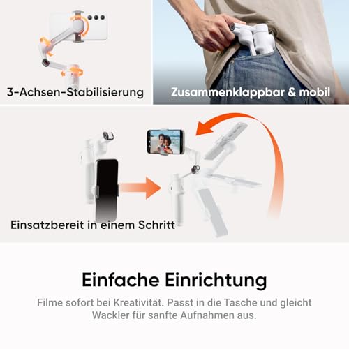 Insta360 Flow 2 Weiß - Gimbal-Stabilisator für iPhone/Android – Ansicht 5