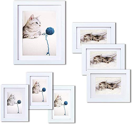 INNOCHEER Picture Frame Set of 7: Solid Wood, Three 4x6 Inches - Three 5x7 Inches - One 8x10 Inches