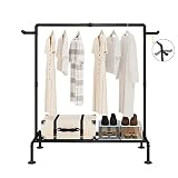 Oroonoko Industrial pipe clothing rack,Heavy Duty Clothes Rack,45.6inch Free Standing Pipe Coat Rack with 4 Stable Base for Garment Shoes Storage Display (Black)