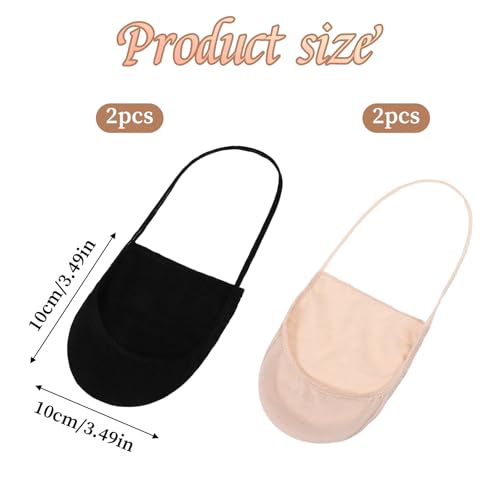 Image of Piriuuo 6 Pairs Toe Topper Socks for Women, Ultra Low Cut Liner Socks Ball of Foot Cushion Socks No Show Socks with Sling Back Half Socks for Heels(Beige, Black)