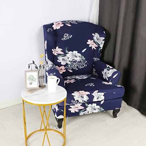 Funda de sillón orejero elástica OBASDFD con estampado protector lavable 3