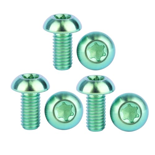 Image of 6PCS Titanium Bike Screw M5x10mm Bicycle Disc Brakes Rotor Bolts Torx T25 Head (Green)