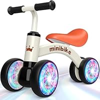 HappyGoLucky Kids Balance Bike Toys for 1 2 Year Old Boys Gifts, 4 Wheels Lighting Ride on Baby Boy Trike Gift for 1 2 Year Old Boys, Toddler Bike Tricycles Christmas Xmas Gifts for Kids