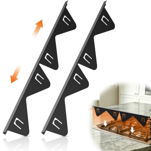Lomesion Stove Gap Covers 2 Pack Retractable Stainless Steel Gap Filler Heat Resistant & Easy Clean Adjustable 13.8-27.5 in Fits 2-18 mm Gaps 0.79 in Wide Black Brushed Finish