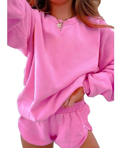 SELINK Women 2 Piece Outfits Sweatsuit Casual Long Sleeve Pullover and Shorts Sets Travel Tracksuit