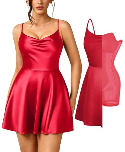 Image of Popilush Mini Corset Dress with Built in Bra, A-line Shapewear Dresses | Spaghetti Strap, Birthdays, Celebrations, Cocktail Parties and Date Nights