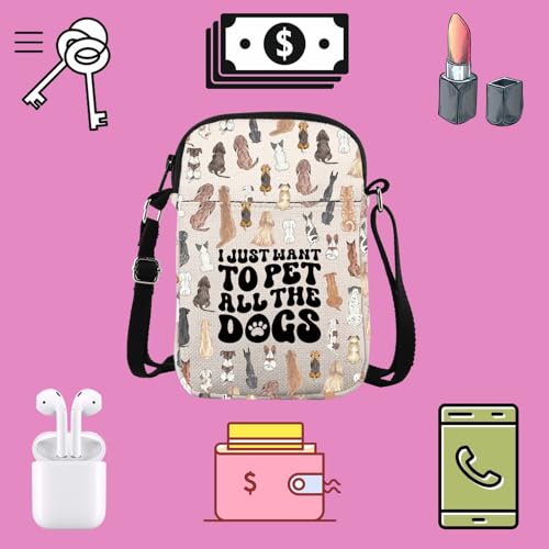 TSOTMO Cute Dog Paw Gift Dog Mon Gift I Just Want To Pet All The Dogs Crossbody Bag Dog Lover Gift for Women3
