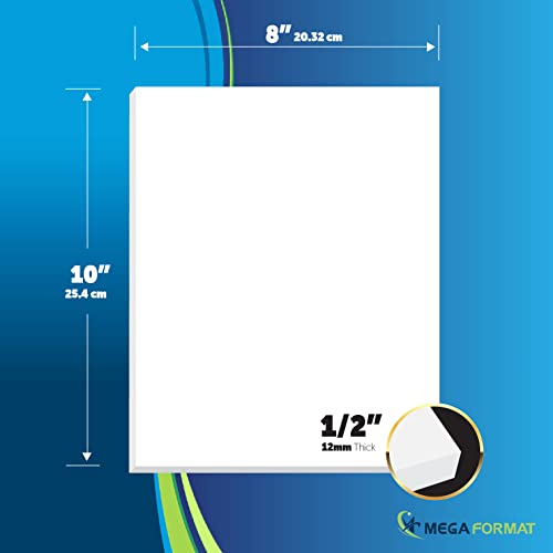 Image of Mega Format Expanded PVC Plastic Sheets - 8 inch X 10 inch Rigid White Sheet for Crafts, Signage, & Displays - Sintra, Celtec PVC Board - Waterproof for Outdoors Use - 1 /2 inch 12mm Thick - 1-Pk-White