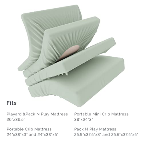 Natemia CTN-PPS-SAGE Fitted Pack And Play Sheet - 100% Organic Cotton - For Standard Size Playard thumb #3