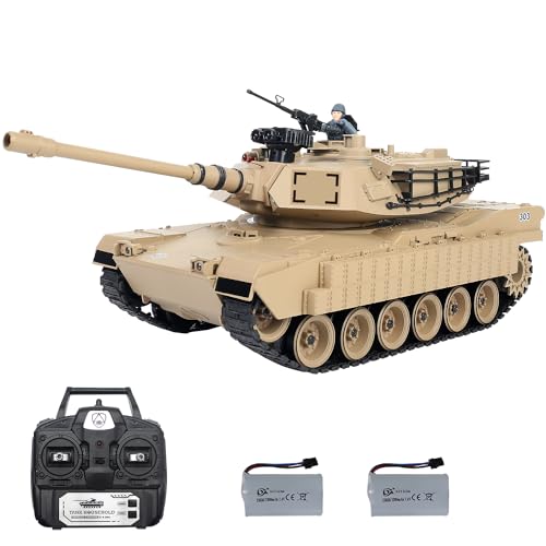 Spobot Remote Control Tank 1:16 M1A2 RC Tank 2.4G 15CH Abrams Main Battle Tank with Smoking and Vibration Controller Shoot BBS Airsoft Bullets Military Vehicle Toy for Kids and Adults