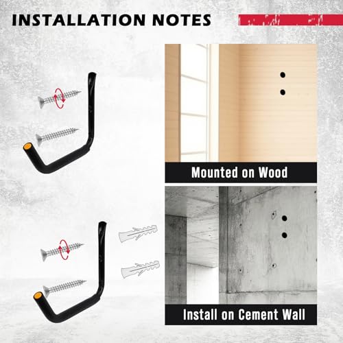SEDY 4-Piece 15" 100 Lbs Heavy Duty Garage Storage Hooks, Kayak Storage Rack Garage Hooks Jumbo Arm Kayak Wall Mount for Hanging Surfboard Snowboard Paddle Board Ladders Bikes by SEDY - Image 5