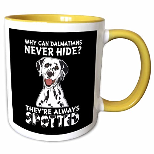 3dRose Funny Dalmatian Dog with Quotes Saying 11oz Two-Tone Yellow Mug