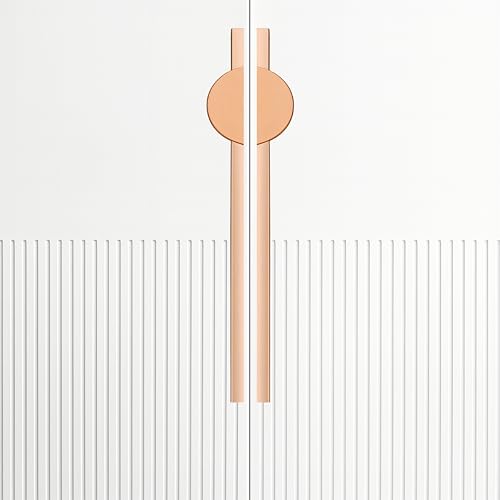 Image of Polo 48 cm Aluminum Wardrobe Handle /Rose Gold TT Finish /450mm Hole to Hole /Large Wardrobe & Cabinet Pull Handle for Home & Office /for Modern Interior - Pack of 1(Left)-| 3 Years Warranty |