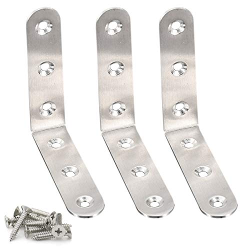 10 sets Soportes de esquina tirantes de ángulo vertical en forma de T tirantes de esquina de acero inoxidable para muebles de madera soporte para juntas, 85 * 85 * 20mm Cover