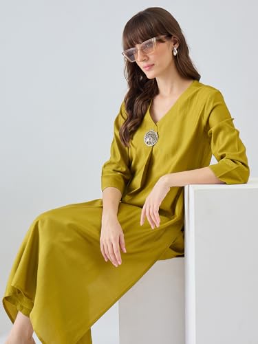 Image of INDO ERA Women's Viscose Solid A-Line Calf Length Kurta & Pant Set (IESTR12352)