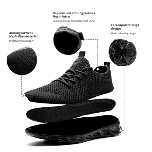 Foto von MGNLRTI Herren Schuhe Sneaker Laufschuhe Sommerschuhe Sportschuhe Straßenlaufschuhe Turnschuhe Fitnessschuhe Joggingschuhe Workout Freizeitschuhe Männer Running Shoes Gym schwarz EU43