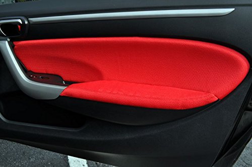RedlineGoods Door Insert Covers - Front Compatible with Honda Civic 2006-11. Tailor Made - not Universal. Genuine top-Grade Italian Black Suede (Alcantara) with Blue Thread