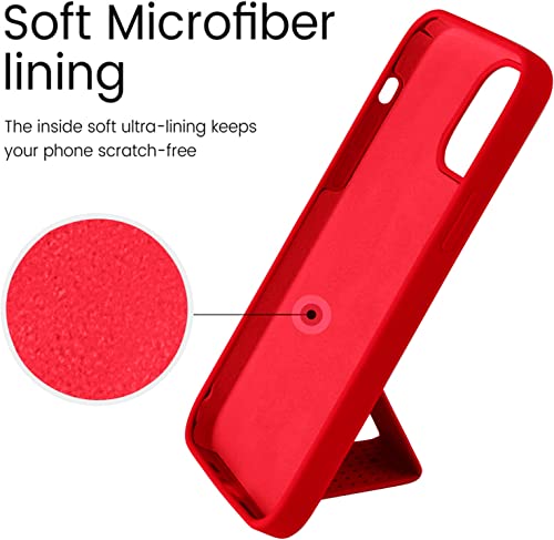Coque silicone iPhone 14 Plus flexible rouge avec dragonne et béquille