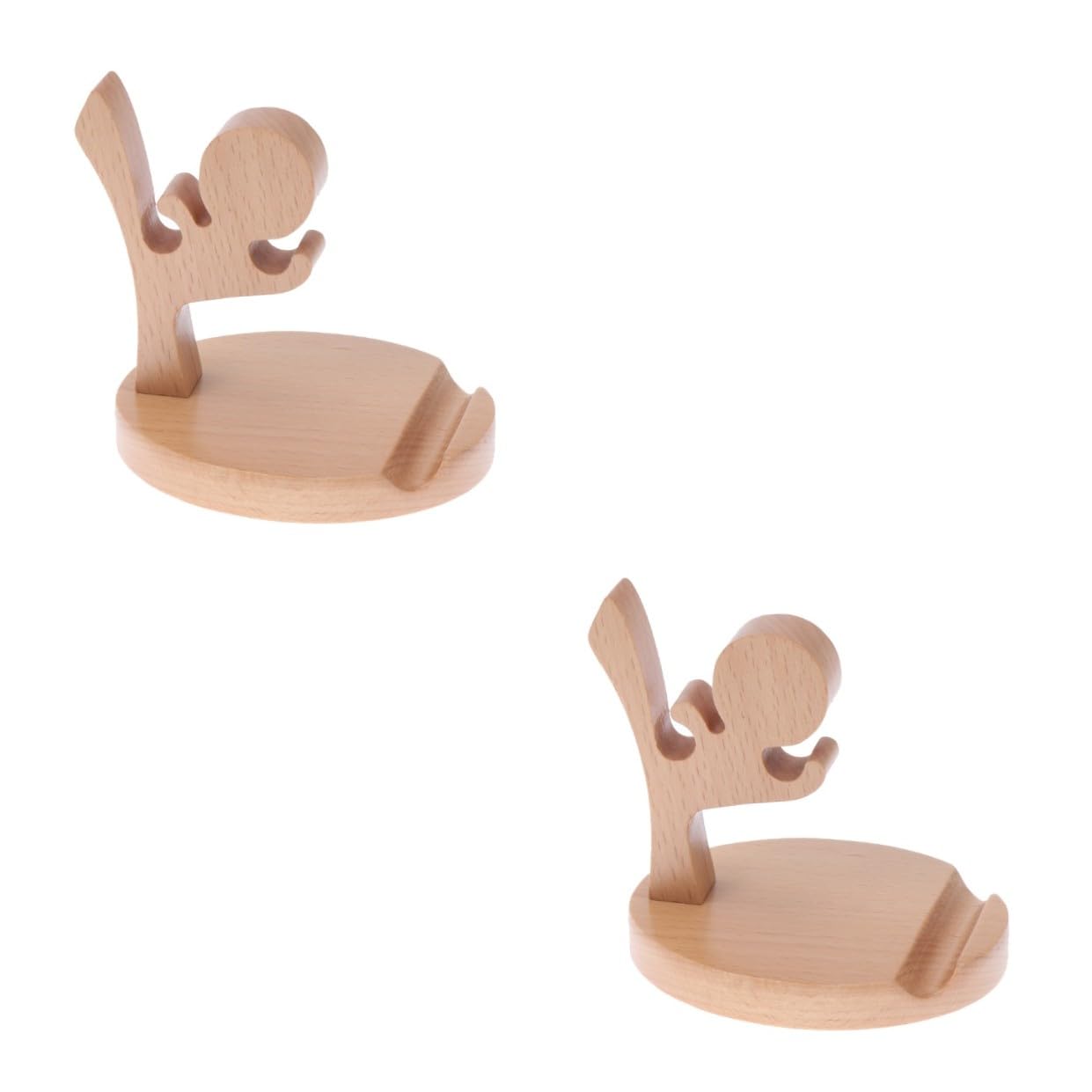 Hemobllo 2pezzi Supporto Telefonico Legno Creativo Forma Di Fu Kid Stabile e Antiscivolo Per Scrivania e Tavolo Base Resistente Per Smartphone e Tablet Design Cartone Originale