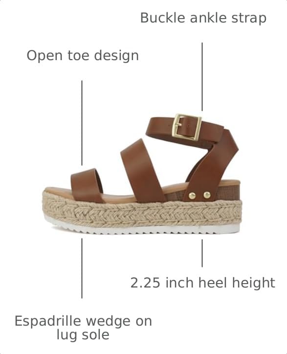 Image of Soda Bryce Espadrille Wedge Sandal with Open Toe Buckle and Ankle Strap