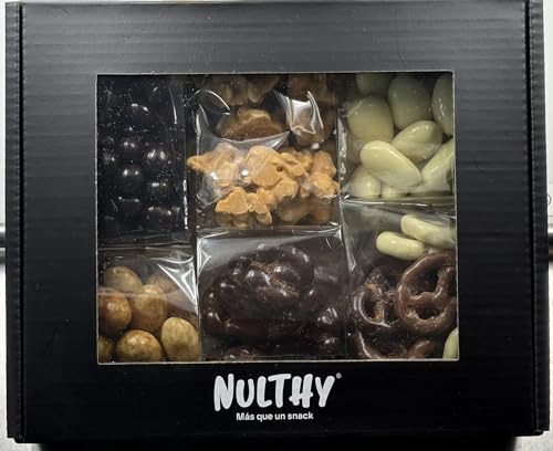 NULTHY - Caja Gourmet La Golosa | Selección Premium de Frutos Secos, Almendras, Nueces y Pretzels Cubiertos de Chocolate - Caja Regalo