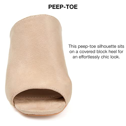 Journee Collection Womens Adelaide Sandal With Vegan Suede Uppers And Block Heel, Nude, 9 #TOP3