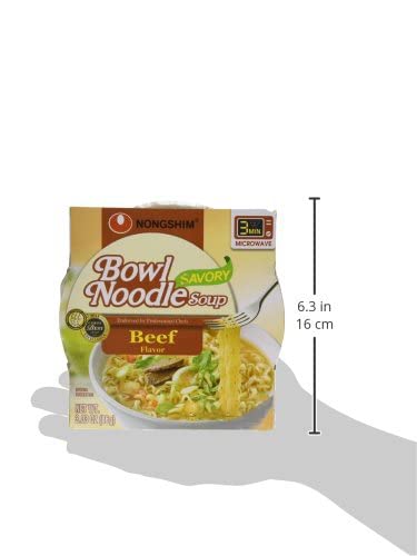 Nongshim Bowl Noodle Soup, Savory Beef Flavor, 3.03 Ounce (Pack of 6)