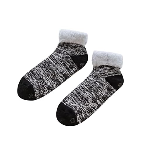Dinnesis Calcetines antideslizantes para niños y mujeres, calcetines de forro polar engrosados para invierno, calcetines de suelo cortos antideslizantes para muebles, muebles de silicona, calcetines