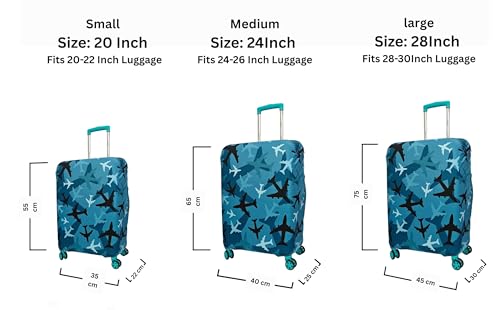 Image of Printed Luggage Cover for Traveling Bag & Suitcase - Stretchable & Scratchproof Trolley Protector with Velcro Lock & Lightweight Washable Material(Suitcase Bag Not Included, Only Cover in Product)