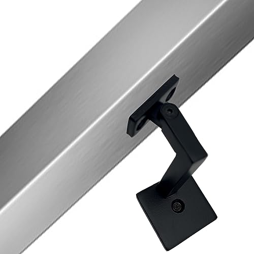 Contemporary Adjustable Handrail Bracket Support In Real Satin Black Not Matte - Stair Parts Railing #TOP7