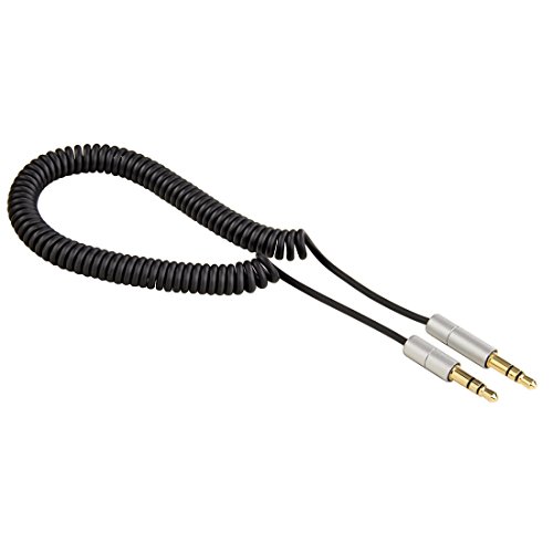 HAMA 80854 "AluLine" Coiled Cord, 3.5 mm Jack Plug, Stereo, 1 m - (Pack of1)