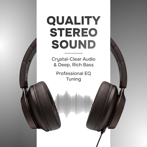 Image of ARTIX Pack of 45 Wired Kids Headphones for School (Echo Brown), Microphone & Volume Control - Bulk Classroom Headphones with Mic, Teens Corded Head phones for Laptop, Chromebook, Tablet 3.5mm Aux Cord