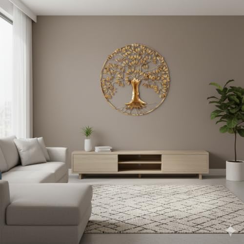 Image of Bharat Art Metal Iron (Root Tree in Ring) Wall Art Decor for Living room Home Bedroom Cafe Interior Decorative | Elegant Wall Hanging Sculpture | Gift Item | Multicolor | 32 x 2 x 32 Inch | W122