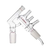 Laboy Glass Short Path Distillation Head with Vigreux and Liebig Condenser, 19/22 Lower Inner Joint, 10/18 Thermometer Joint, Borosilicate 3.3 for Vacuum Short-Path Distillation