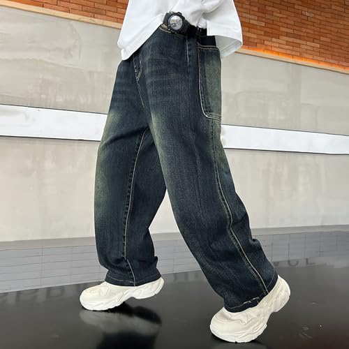 Boys Baggy Jeans Kids Casual Wide Leg Cargo Jeans Elastic Waist Denim Pants with Pockets Y2k Pants Loose Trousers 4-14 Years2
