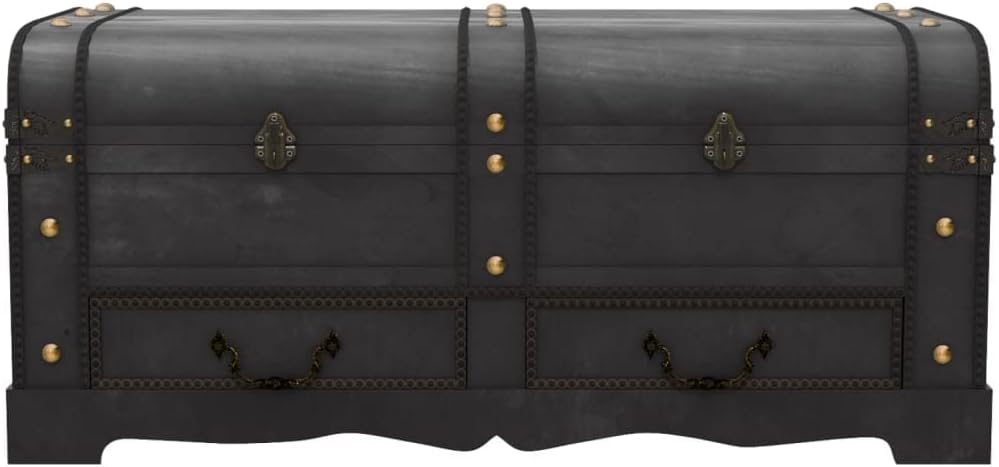 Wooden Treasure decorative storage boxes,containers with lids,Great for storing, organizing and reducing clutter Chest Large Black