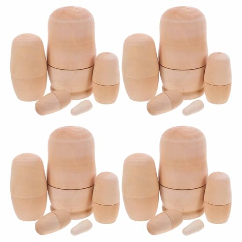 ibasenice Unbemalte Russische Nesting Dolls 4 Sets DIY 5 Matroschka Nesting Dolls Personalisieren Erstellen Sie Ihr eigenes Holzpuppenset Khaki