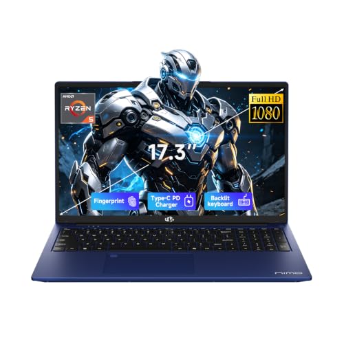 Image of NIMO 17.3 inch FHD Gaming Laptop, AMD Ryzen 5 6600H (Beat i7-1165G7, 6-Core up to 4.5GHz) 16GB DDR5 RAM 512GB SSD, Radeon 660M Graphics 100W PD Backlit Keyboard Fingerprint Computer for Student & Business