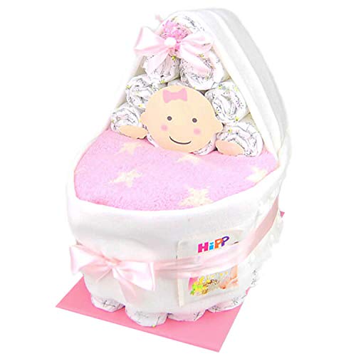 Windeltorte.com - Windelbettchen für Mädchen inkl. 34 LILLYDOO Windeln | Geschenk zur Geburt | Taufgeschenk | Geschenk zur Babyparty - Handgefertigte Windeltorte Cover