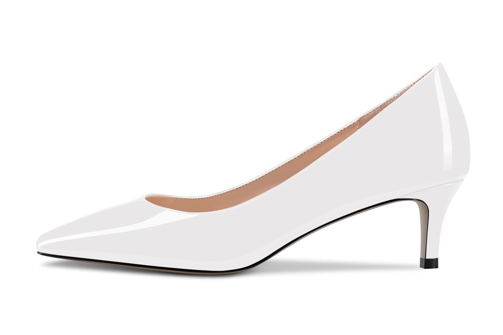 NobleOnly Mujer Bajos Gatito Heel Cerrado el Dedo del pie Cuadrada Punta Slip-on Pumps Clásico Cute Dress de Boda Fiesta Zapatos 5 CM Heels