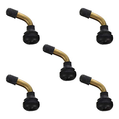 FAVOMOTO 5 Pièces Tige de Valve de Pneu Pliée à 45 Degrés Tiges de Valve Boulonnées Coudées Base en Caoutchouc pour Scooter Moto ATV Tondeuse à Gazon