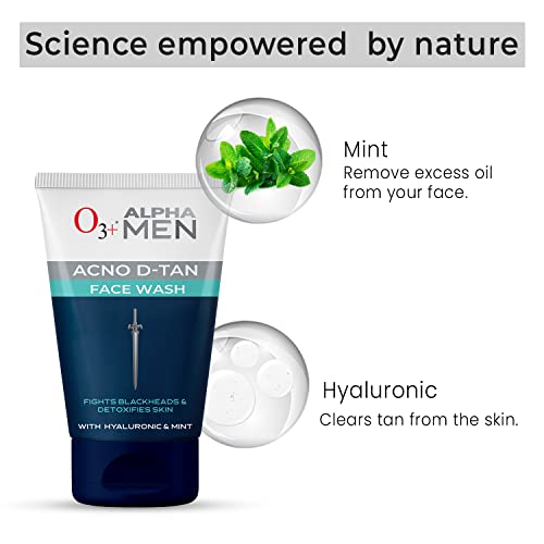 Image of O3+ ALPHA MEN Acno D-TAN Face Wash with Hyaluronic & Mint & O3+ ALPHA MEN Bright Glow Face Wash 50g Combo