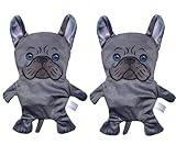 Piggy Poo and Crew French Bulldog Crinkle Squeaker Fetch Toys 2 Pack for Dogs Puppies Small Animals