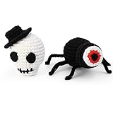 QUESISHA Halloween Crochet Kit for Beginners,Skull&Spider Crochet Kit with Detailed Instructions and Step-by-Step Video Tutorials,Creative Halloween Gifts for Boys and Girls