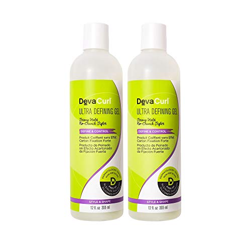 DevaCurl Ultra Defining Gel, Define and Control for Curly Hair, Strong Hold, 12 Ounce, 2-Pack