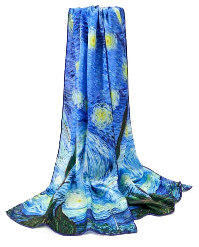 prettystern cuello mujer de seda Bufanda Van Gogh hecha a mano Noche estrellada (Starry Night) P117